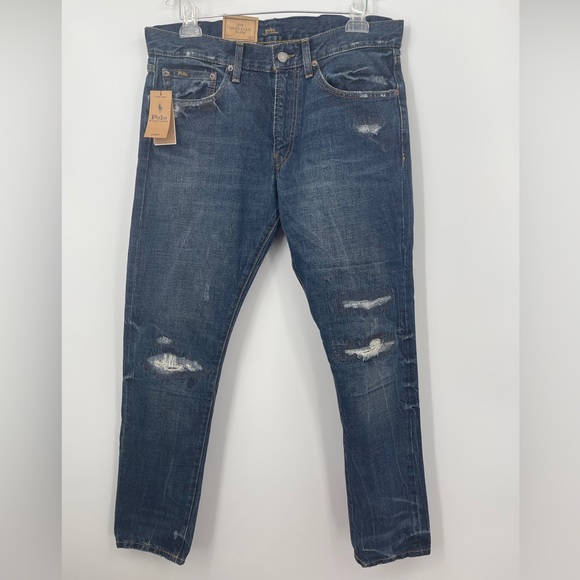POLO RALPH LAUREN SULLIVAN SLIM DISTRESSED JEANS MENS SIZE 33x32” BLUE PANTS